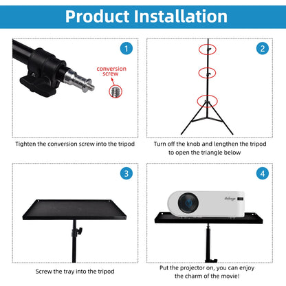 Travel Tripod Projector Bracket: Extendable Stand with Mount Ball Head for Laptop, DSLR Camera - Outdoor Accessories