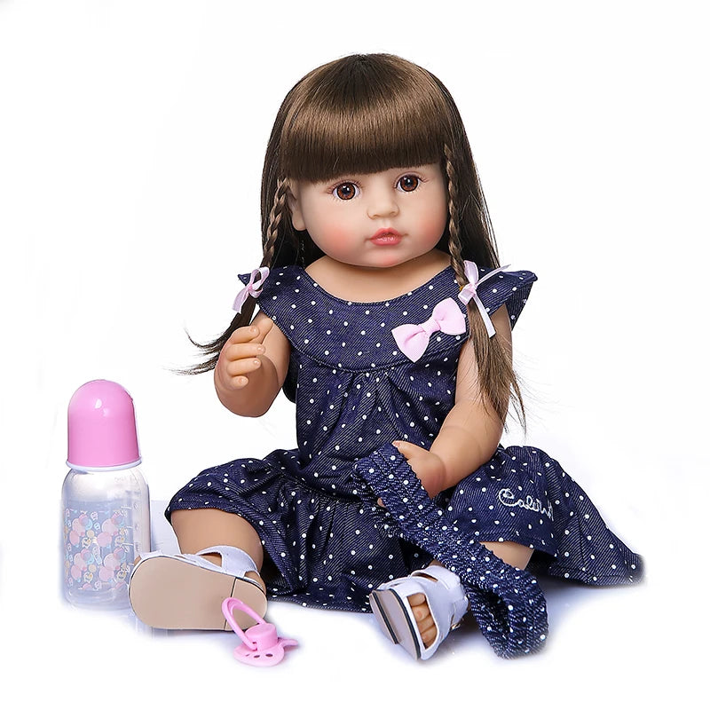 NPK 50CM Full Body Soft Silicone Reborn Toddler Baby Girl Doll - Popular Sweet Face, Birthday & Christmas Gift, High-Quality