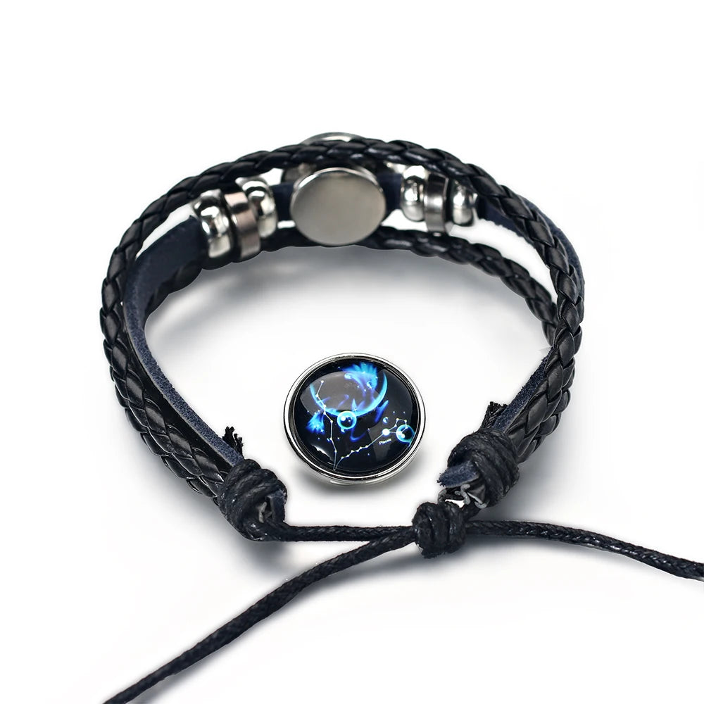 12 Zodiac Signs Constellation Bracelet - Multi-Layer Woven Leather, Trendy Accessories for Men & Women, Couple Bracelet