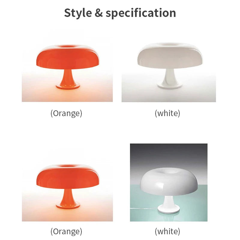 Italian Designer LED Mushroom Table Lamp - Modern Minimalist Desk Light for Hotel Bedroom, Bedside, Living Room Decoration Lighting