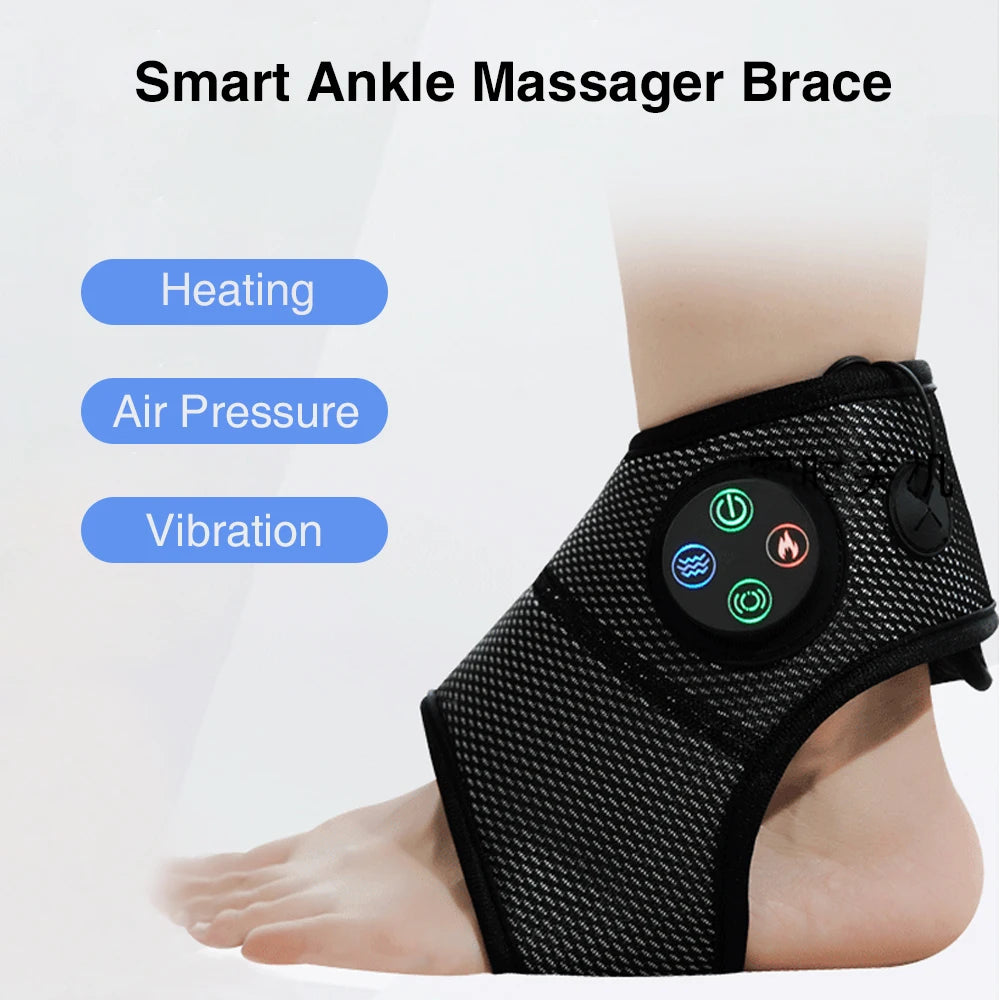 Electric Ankle Foot Massager - Multifunctional Brace with Vibration, Hot Compress, and Smart Air Pressure for Relaxation