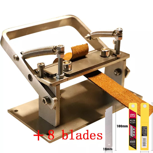 304 Stainless Steel Craft Leather Splitter Machine: DIY Manual Cutting Peeler Rolling Bearing Tool with 10 Blades - 100MM*18MM