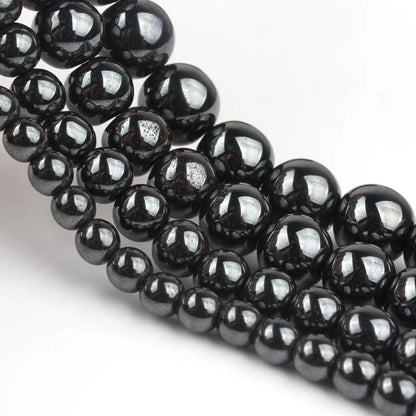 AAA Black Hematite Stone Beads - Round Loose Beads for DIY Jewelry and Bracelet Making, Multiple Sizes (2mm-12mm) on 15'' Strand