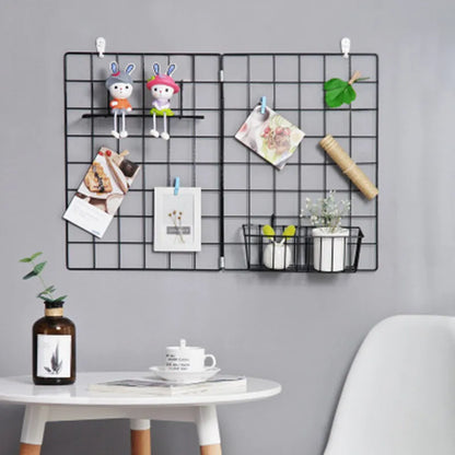 Ins Home Wall Decoration – Iron Grid DIY Hanging Rack, Mesh Shelf Storage Box and Basket Holder Organizer