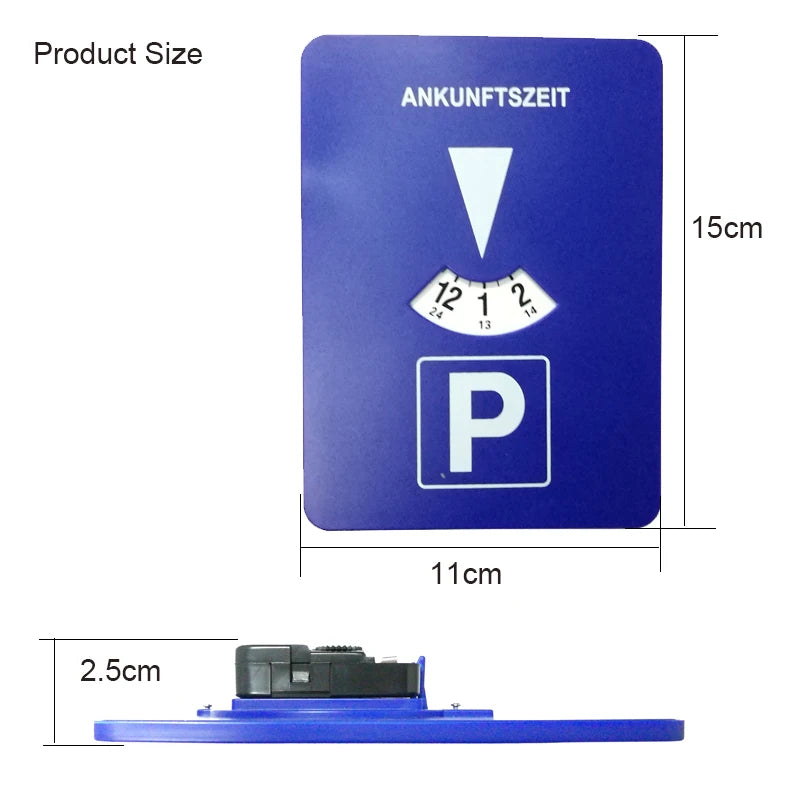 Blue Plastic Car Parking Disc Timer Clock: Arrival Time Display Parking Tool - 24-Hour Parking Meter Companion