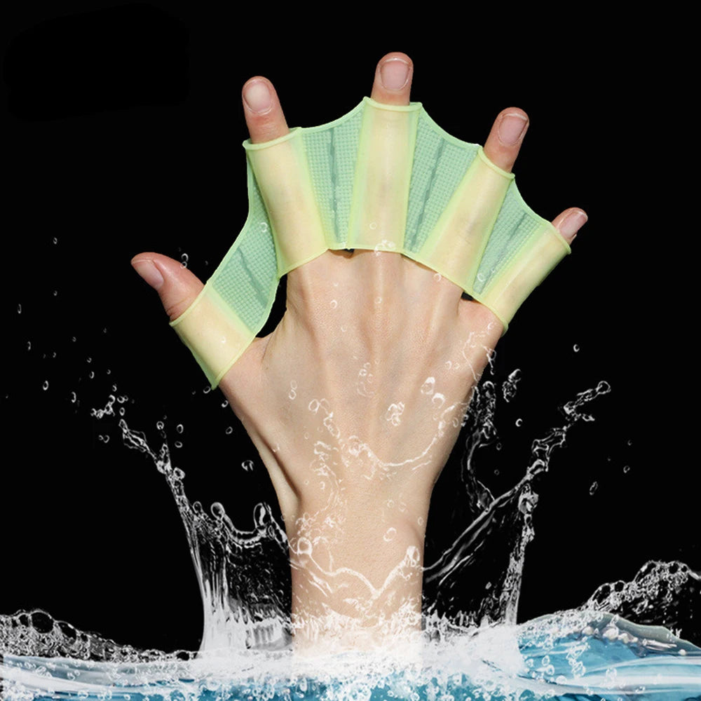 Swimming Fins & Hand Webbed Gloves Set - Silicone Flipper for Men, Women, and Children - Professional Training Equipment