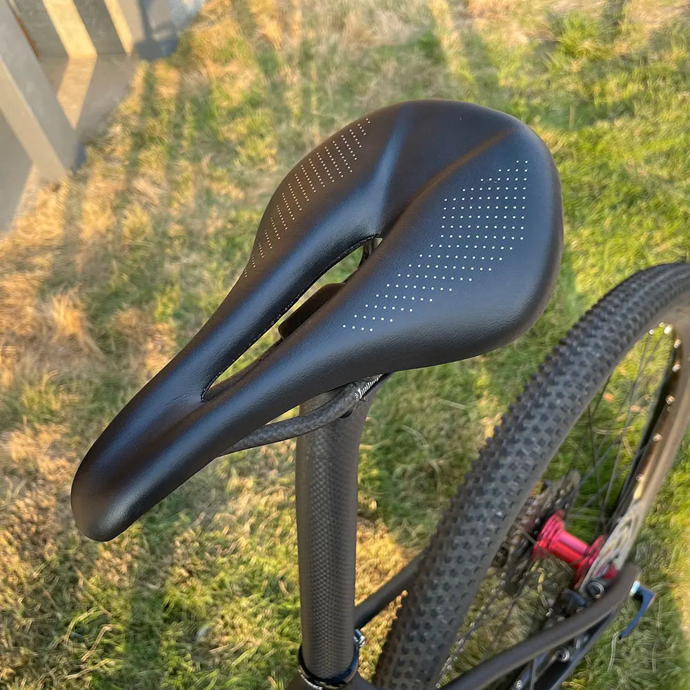 ELITA ONE Carbon Saddle | Super Light MTB/Road Bike Seat with Leather Carbon Cushions - 96g