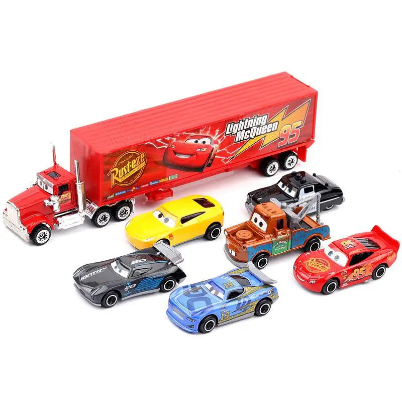 7PCS/Set Disney Pixar Cars 3 Diecast Model Set - Lightning McQueen, Jackson Storm, Uncle Truck Metal Toy Cars, Gift for Boys