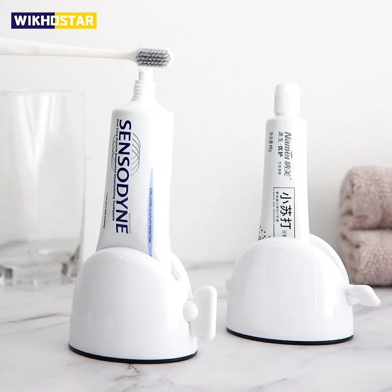 WIKHOSTAR Bathroom Accessory Set: Rolling Toothpaste Tube Squeezer and Dispenser with Cleanser Squeezer and Toothpaste Holder