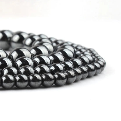 AAA Black Hematite Stone Beads - Round Loose Beads for DIY Jewelry and Bracelet Making, Multiple Sizes (2mm-12mm) on 15'' Strand