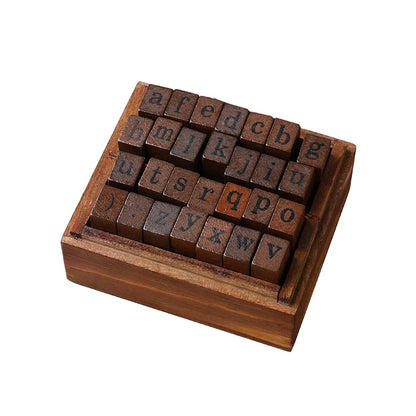 Yoofun 28pcs Vintage Wooden Alphabet Stamps: Rubber Letter Stamp Set for Craft, Card Making, Scrapbooking