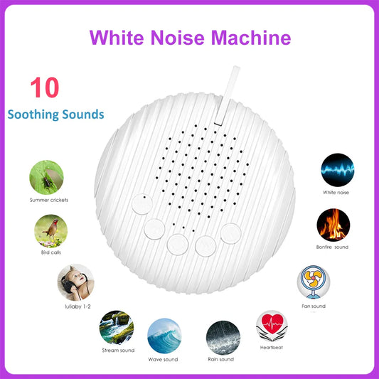 Portable White Noise Sound Machine | Baby Sleep Machine with 10 Soothing Sounds | Volume Adjustable | Built-in Rechargeable Battery