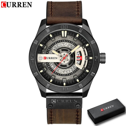 Luxury CURREN Men's Military Sports Watch - Quartz Date Clock, Casual Leather Wrist Watch, Relógio Masculino