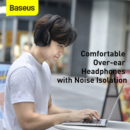 Baseus D02 Pro Wireless Bluetooth Headphones – HIFI Stereo Earphones, Foldable Sport Headset with Audio Cable for iPhone and Tablet