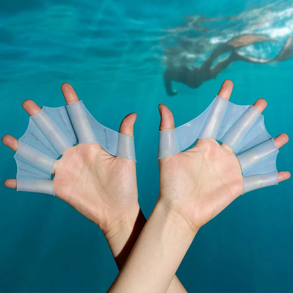 Swimming Fins & Hand Webbed Gloves Set - Silicone Flipper for Men, Women, and Children - Professional Training Equipment