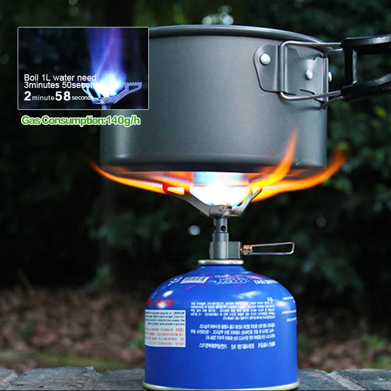 BRS-3000T Outdoor Gas Stove - Portable Mini Titanium Camping Gas Burner - Survival Furnace for Pocket Picnic Cooking