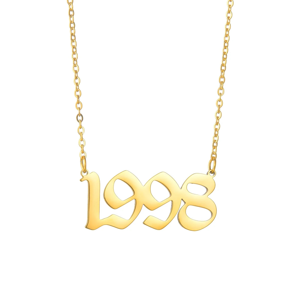 Stainless Steel Birth Year Necklace 1980-2021 - Choker Date Number Pendant for Men and Women, Commemorative Jewelry Gift