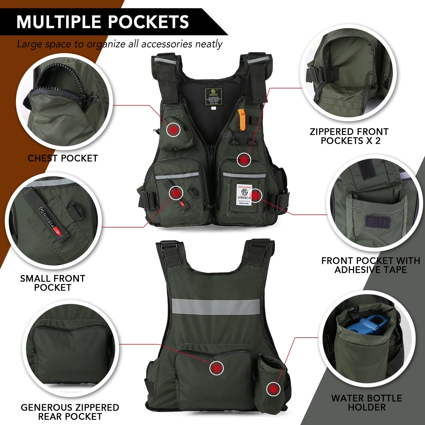 Professional Men's Life Jacket Buoyancy Suit - Portable Fishing Vest with Multi-Pockets, Waterproof Design for Sea Fishing, Adjustable Fit