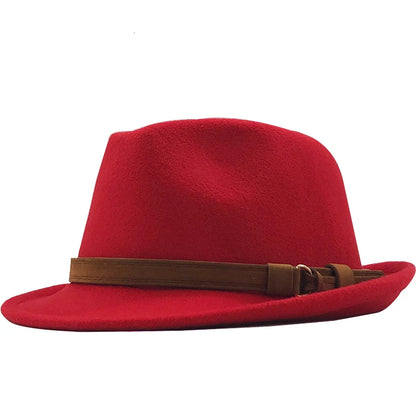 Elegant Wool Fedora Hat for Men and Women - Adjustable Trilby for Winter and Autumn, Church Jazz Style, 55-58CM