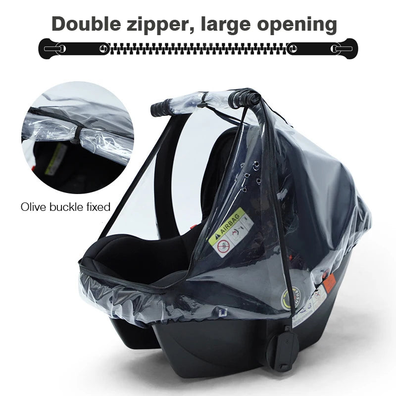 Transparent EVA Baby Safety Seat Rain Cover - Stroller Carriage Dust Shield & Rain Protector