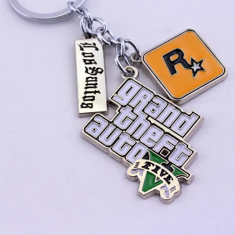 ZRM Grand Theft Auto 5 Keychain - Rockstar Letter Key Ring for Men, Car Accessory, Game Fan Buckle