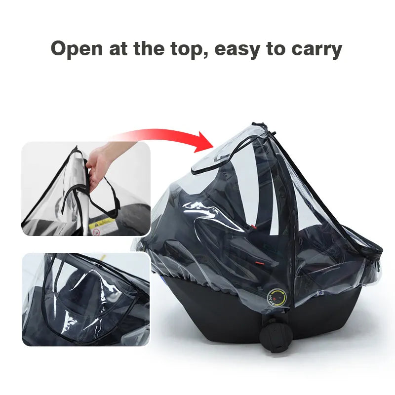 Transparent EVA Baby Safety Seat Rain Cover - Stroller Carriage Dust Shield & Rain Protector