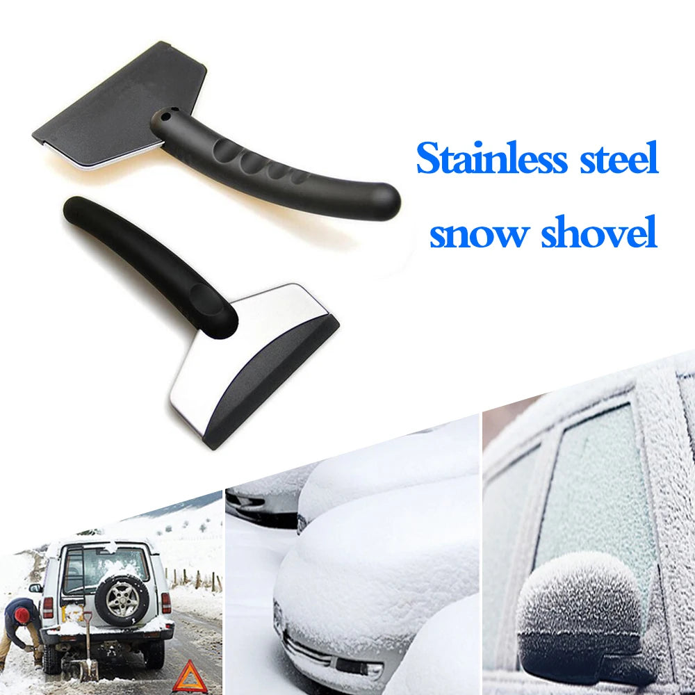Stainless Steel Car Ice Scraper and Snow Shovel - Windshield Snow Removal Tool for Winter Car Accessories