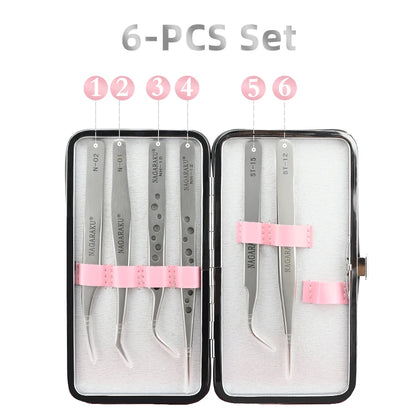 NAGARAKU Eyelash Extension Tweezers Set - Precision Stainless Steel Mega Volume Fans, Eyelash Application Tools