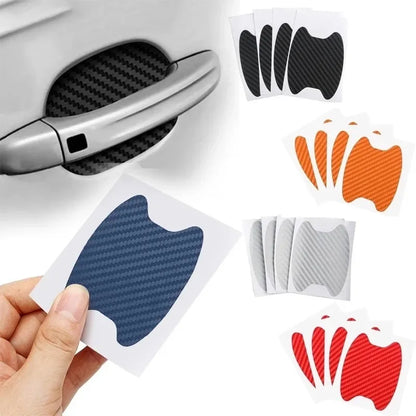 4Pcs/Set Car Door Sticker Carbon Fiber Scratches Resistant Cover - Auto Handle Protection Film and Stylish Mouldings for Car Styling