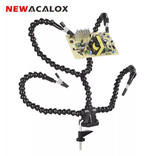 NEWACALOX Multi Soldering Helping Hand Tool: Table Clip Third Hand Soldering Stand with Flexible Arm - Welding PCB Holder