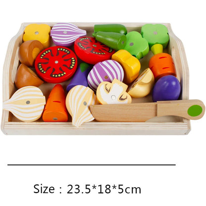 Montessori Wooden Simulation Kitchen Set - Cut Fruits and Vegetables, Classic Pretend Play Cooking Toy for Interest Cultivation