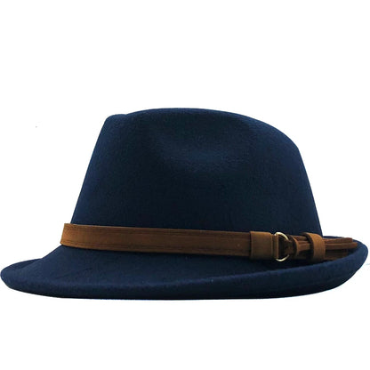 Elegant Wool Fedora Hat for Men and Women - Adjustable Trilby for Winter and Autumn, Church Jazz Style, 55-58CM