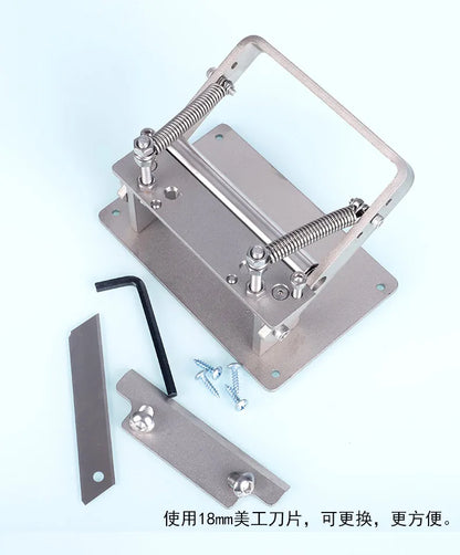 304 Stainless Steel Craft Leather Splitter Machine: DIY Manual Cutting Peeler Rolling Bearing Tool with 10 Blades - 100MM*18MM