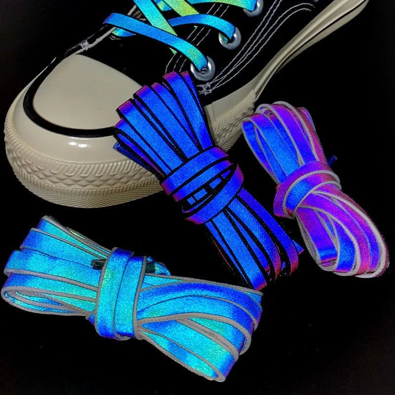 Reflective Flat Laces - 120cm, 140cm, 160cm Glowing Shoelaces for Running Shoes, Safety and Style for Men & Women, 2024