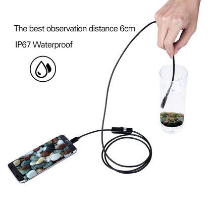 7.0/5.5MM IP67 Waterproof Endoscope Camera: Flexible USB Inspection Borescope with 6 LEDs for Android, Phone, and PC