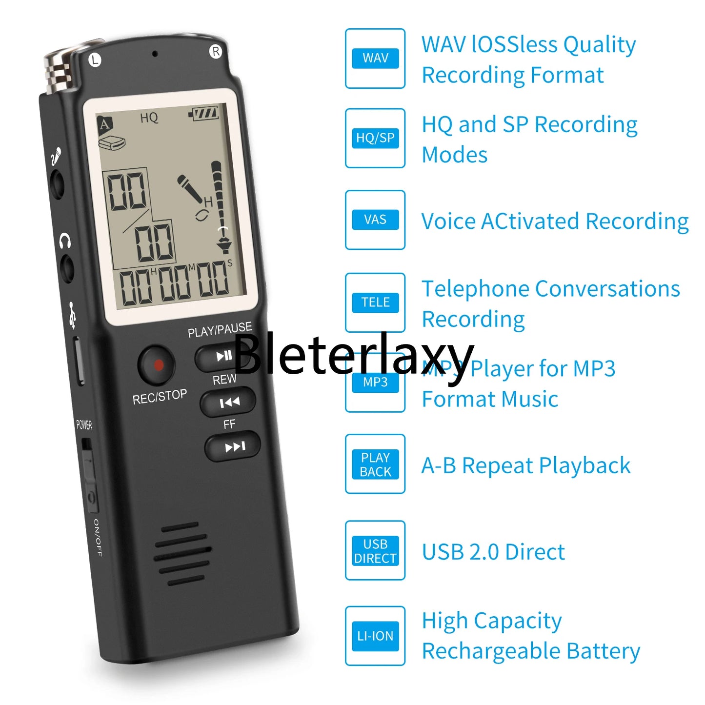 Mini Spy Digital Voice Recorder - Professional USB Dictaphone for Audio Recording, WAV/MP3 Player - 8GB, 16GB, 32GB Options