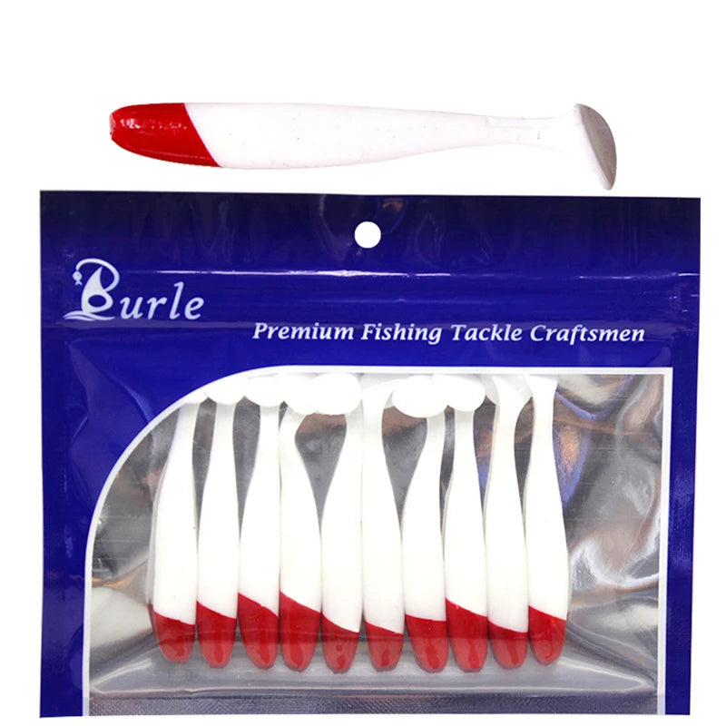 10pcs Soft Lure Silicon Swimbaits - T-Tail Artificial Worms for Bass Carp Fishing, Available in 5.5cm, 7cm, 9cm Sizes