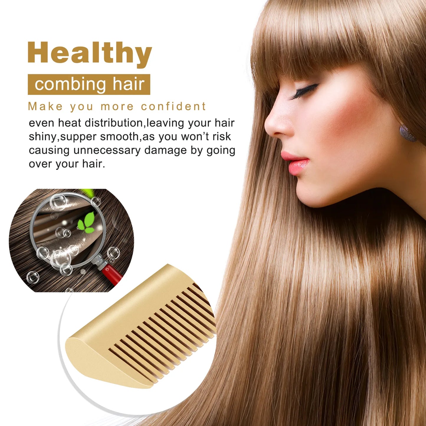 2 in 1 Electric Hot Heating Comb: Hair Straightener Curler Wet Dry Hair Iron - Straightening Brush Styling Tool