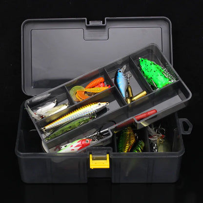 PRO BEROS Fishing Tackle Box - Waterproof Double Layer Plastic Lures Hook Minnow Bait Storage Case, Multifunctional Fishing Tool