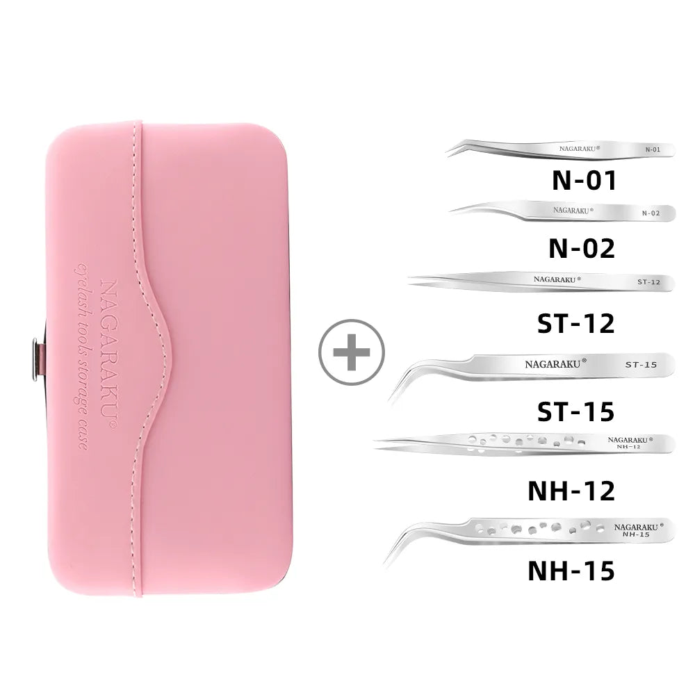 NAGARAKU Eyelash Extension Tweezers Set - Precision Stainless Steel Mega Volume Fans, Eyelash Application Tools