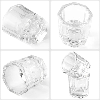 1pcs Clear Glass Nail Cup: Acrylic Liquid Dappen Dish - Crystal Bowl for Nail Powder Holder, Essential Nail Equipment