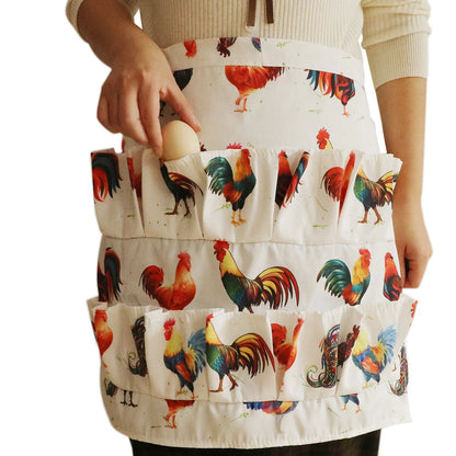 Egg Collecting Harvest Apron - Farm Work and Kitchen Garden Apron with Pockets for Chicken, Duck, and Goose Eggs