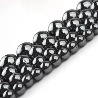 AAA Black Hematite Stone Beads - Round Loose Beads for DIY Jewelry and Bracelet Making, Multiple Sizes (2mm-12mm) on 15'' Strand