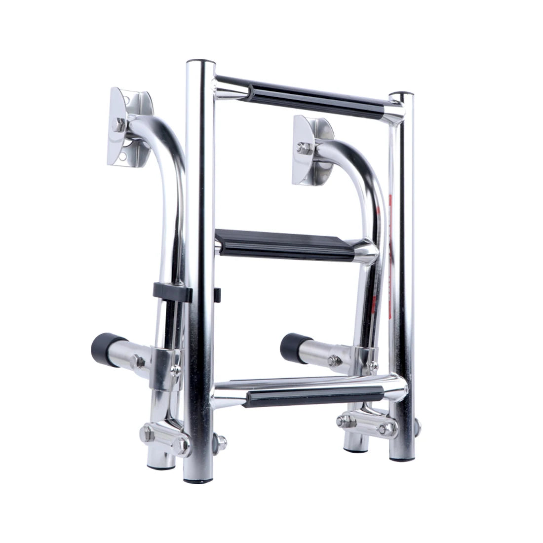 3-Step Stainless Steel Boat Ladder - Transom Mount, Folding Stern Ladder with Gunwale-Mounted Removable Grips