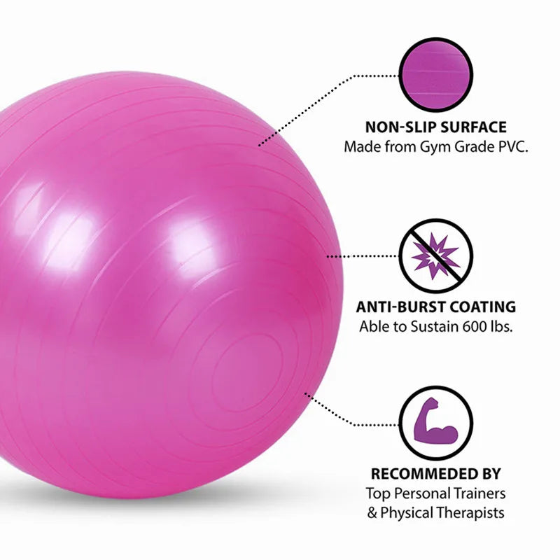 PVC Fitness Yoga Ball - Thickened Explosion-Proof Exercise Ball for Home Gym, Pilates, Balance Training, Available in 45cm to 85cm Sizes