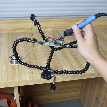 NEWACALOX Multi Soldering Helping Hand Tool: Table Clip Third Hand Soldering Stand with Flexible Arm - Welding PCB Holder