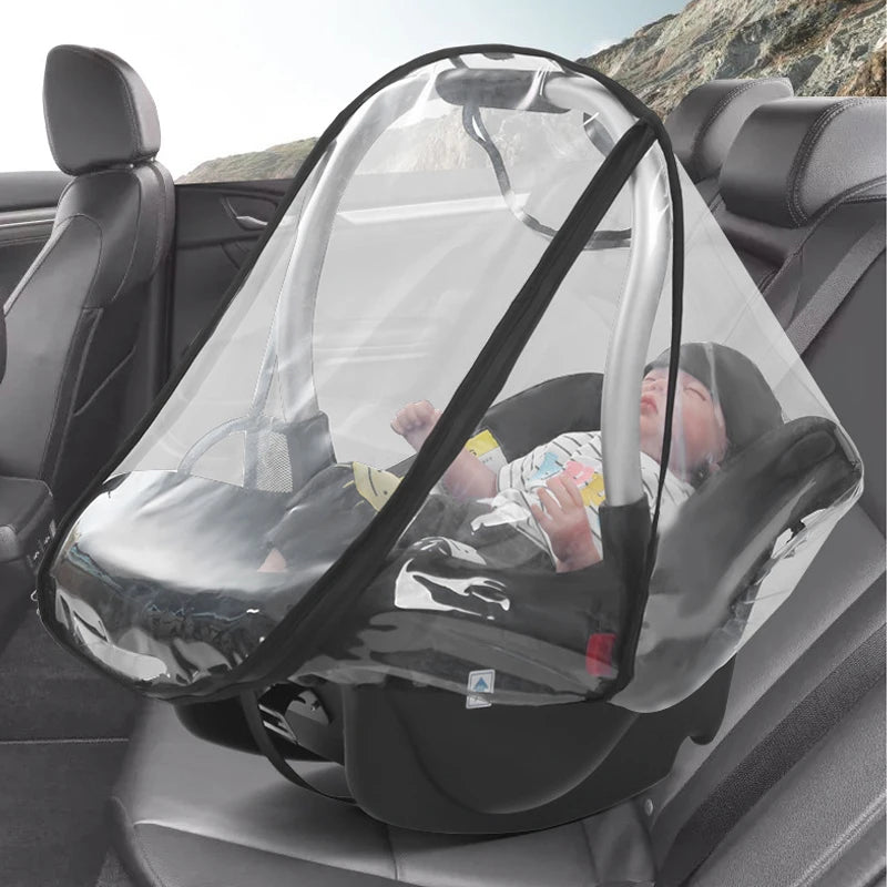 Transparent EVA Baby Safety Seat Rain Cover - Stroller Carriage Dust Shield & Rain Protector