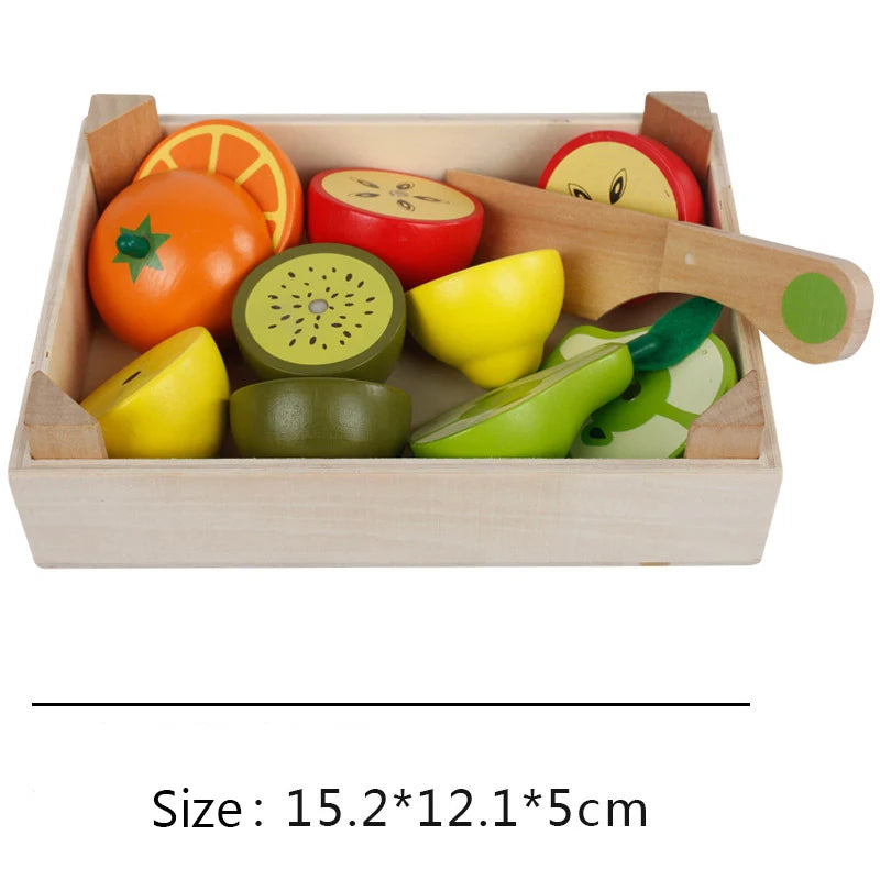 Montessori Wooden Simulation Kitchen Set - Cut Fruits and Vegetables, Classic Pretend Play Cooking Toy for Interest Cultivation