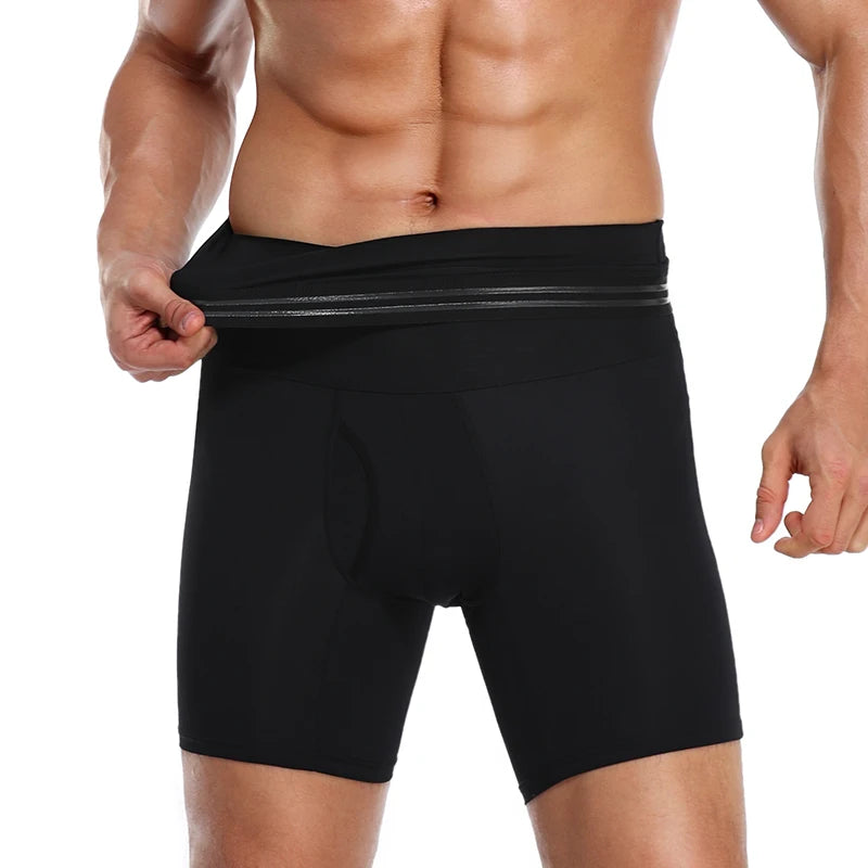 Men's High Waist Tummy Control Compression Shorts - Slimming Body Shaper Boxer Underwear