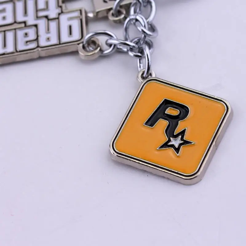 ZRM Grand Theft Auto 5 Keychain - Rockstar Letter Key Ring for Men, Car Accessory, Game Fan Buckle